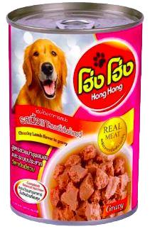 โฮ่ง โฮ่ง อาหารเปียกสุนัข กป สูตรเนื้อแกะแบบชิ้นในน้ำเกรวี่ 400 กรัม