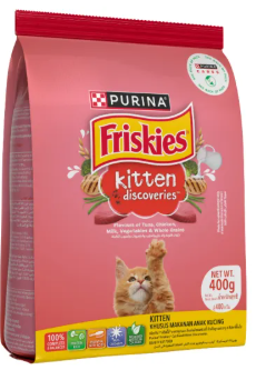 Friskies 400 G (ชมพู) Kitten ลูกแมว ไก่และปลา